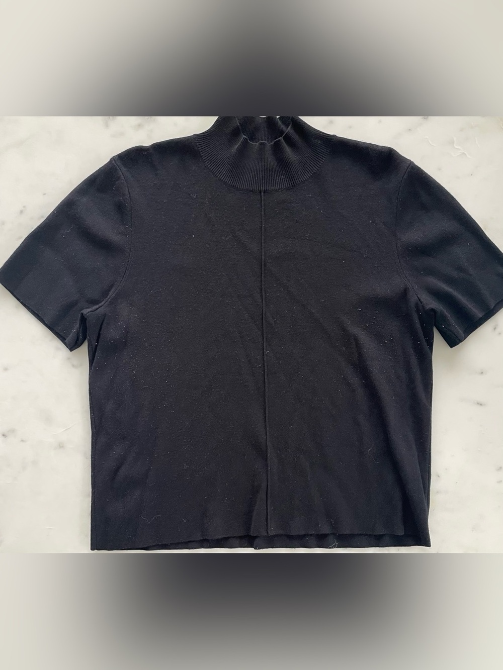 Saks Fifth Avenue Black Mock Neck Short-Sleeved Sweater